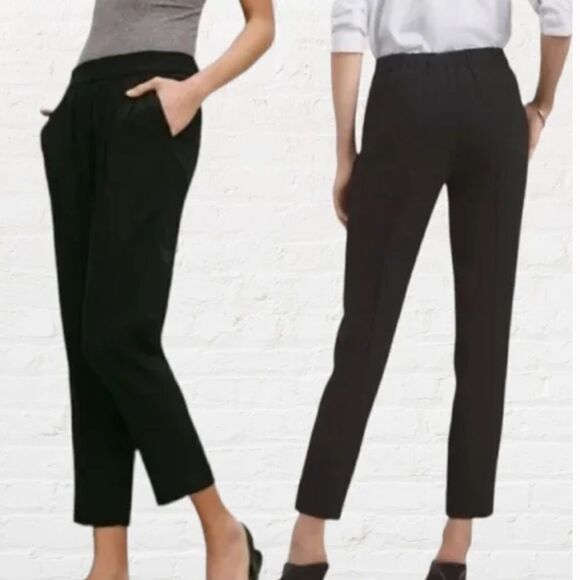 Aritzia Babaton Cohen Faux Suede Pull Up Cropped Trouser Pants in Black Size 6 - Picture 1 of 14